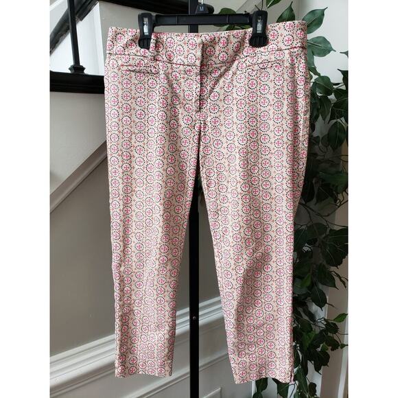 Ann Taylor Crop Pants Womens 4P Multi Cross Print Marisa Stretch Skinny Leg - Picture 2 of 11